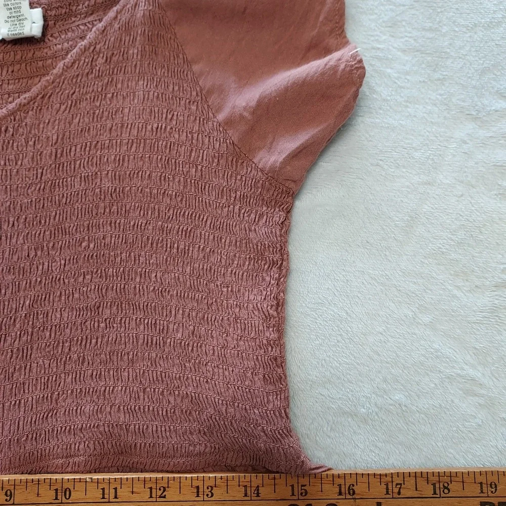 Japna Smocked Flutter Sleeve Wide Leg Jumpsuit Terracotta Brown Mauve Boho